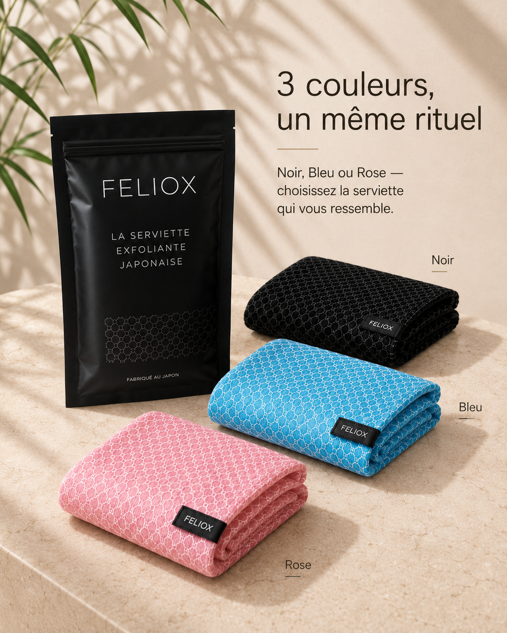 Serviette exfoliante anti-bactérienne Feliox