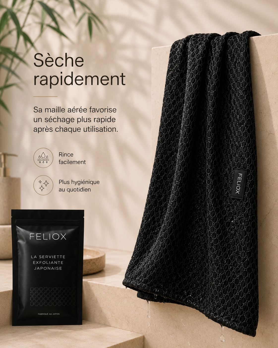 Serviette exfoliante anti-bactérienne Feliox