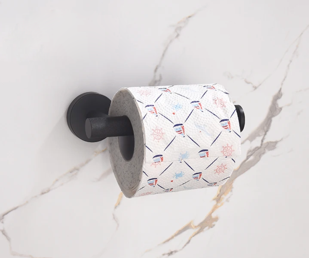 Support Papier WC Noir Mat Strié - Feliox