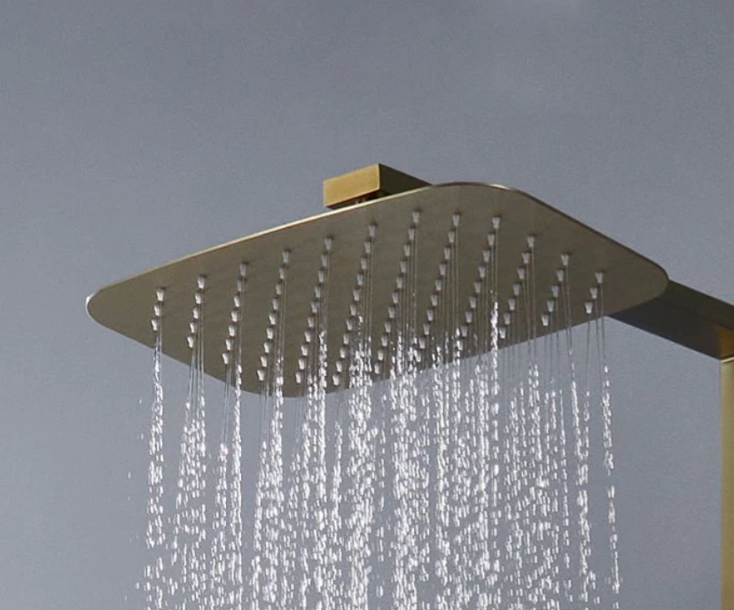 Plafonnier De Douche Rectangulaire Or Brossé - Feliox