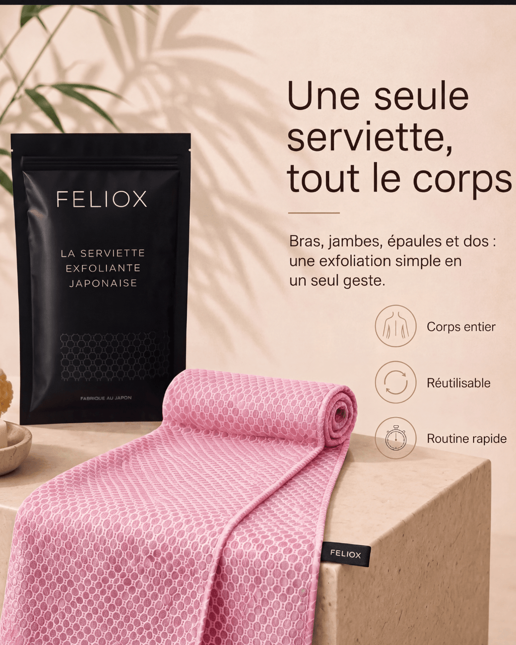 Serviette exfoliante anti-bactérienne Feliox