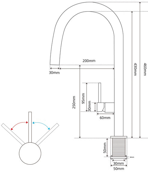 Mitigeur Lavabo Avec Douchette Or Brossé - Feliox