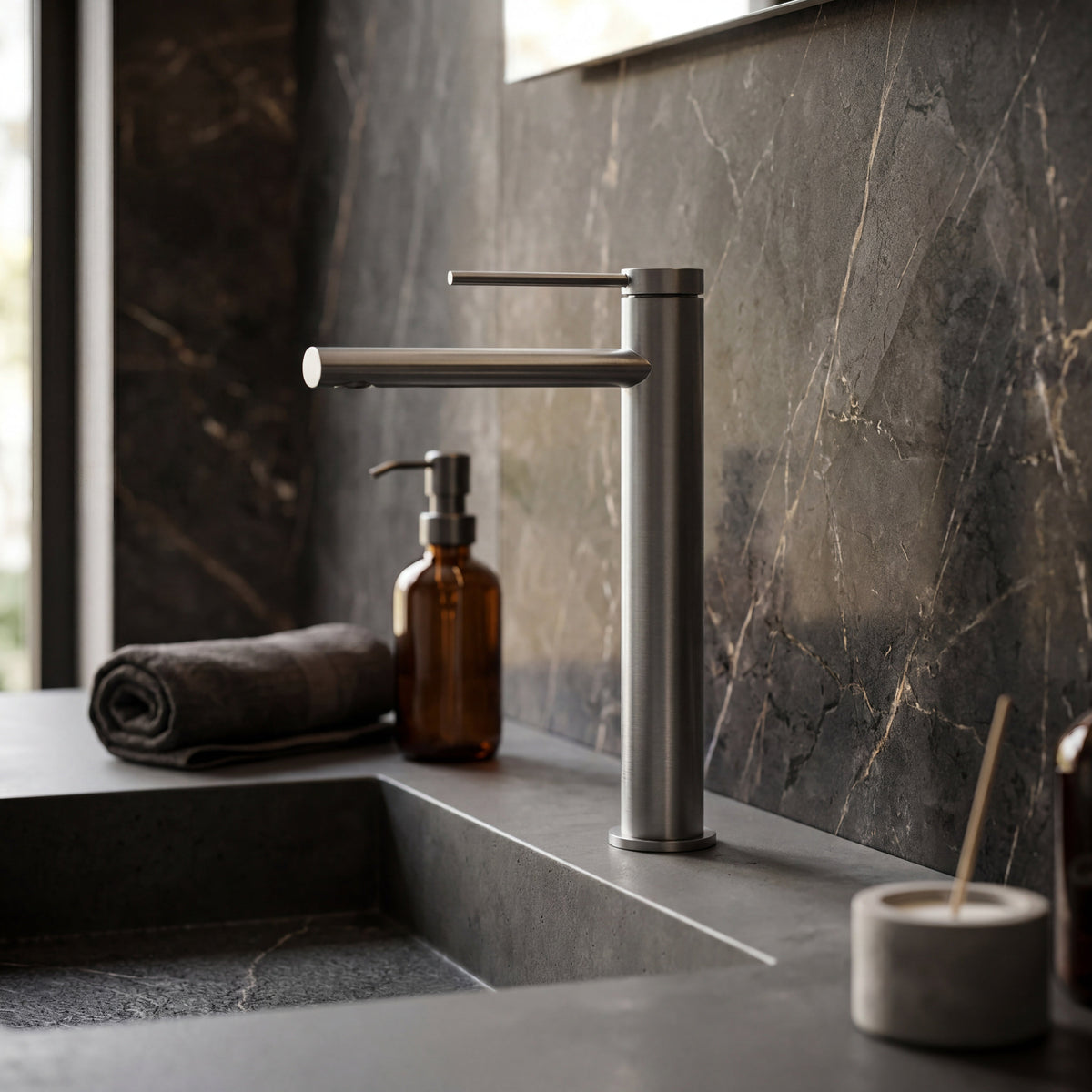 Mitigeur Salle De Bain Gris Brossé - Feliox