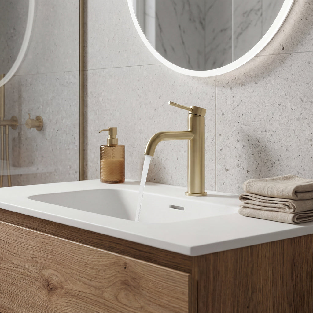 Mitigeur Lavabo Finition Or Brossé - Feliox