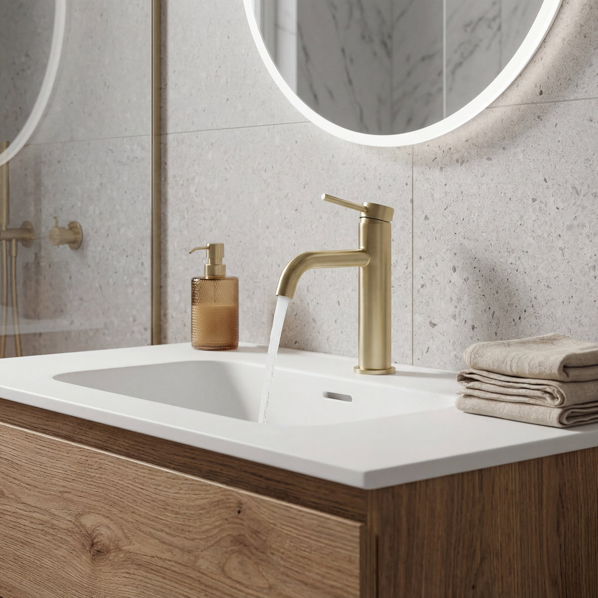 Mitigeur Lavabo Finition Or Brossé - Feliox