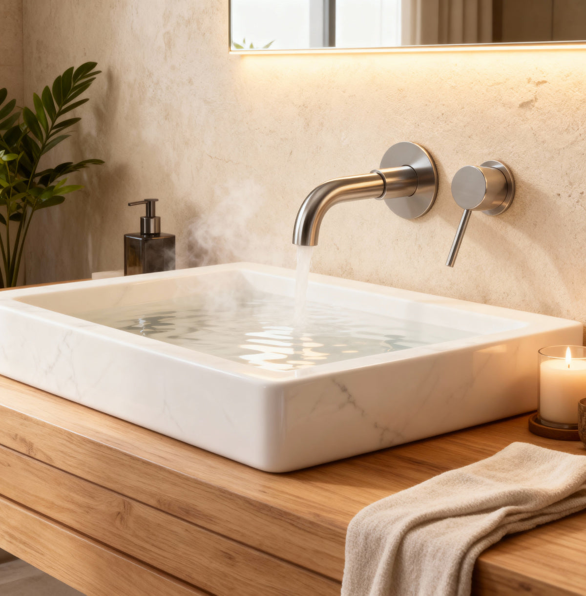 Mitigeur Lavabo Encastré Acier Brossé - Feliox
