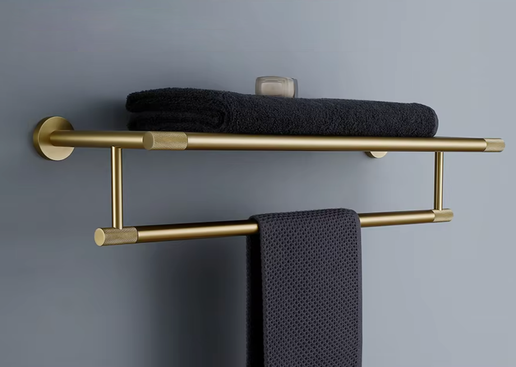 Porte Serviettes Or Brossé Strié - Feliox