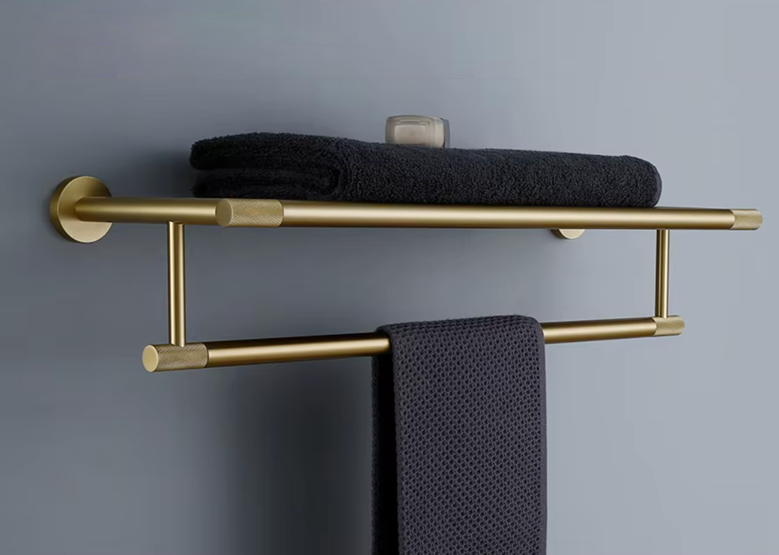 Porte Serviettes Or Brossé Strié - Feliox