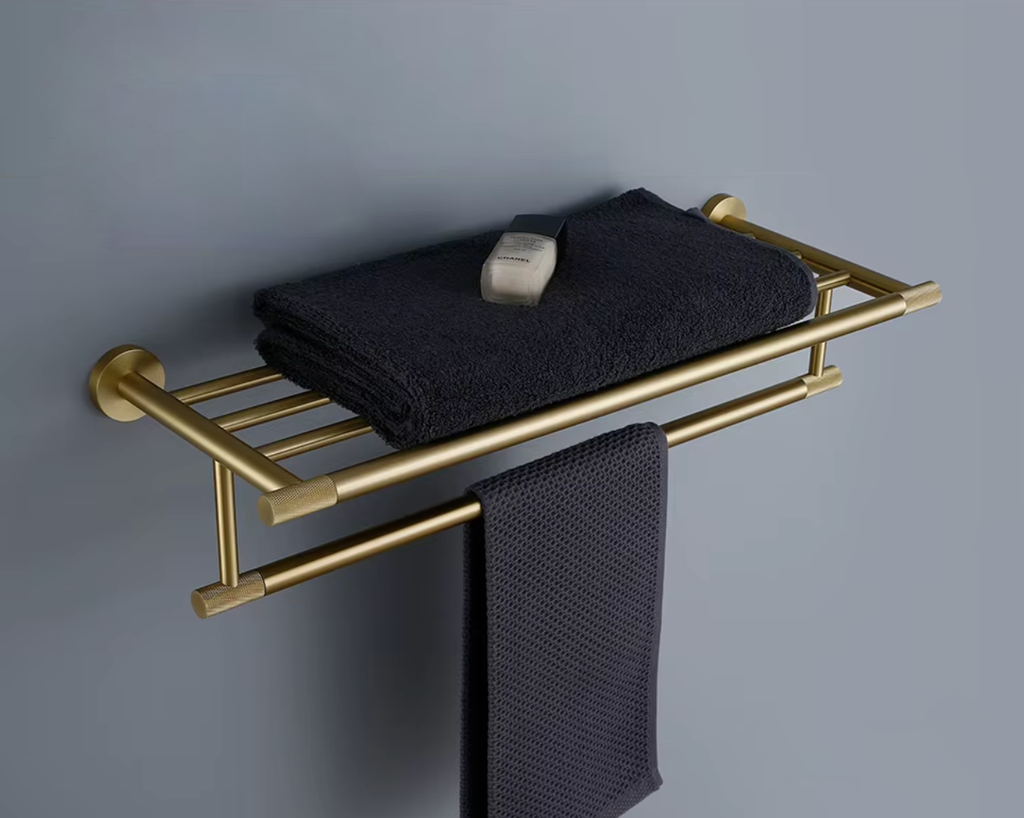 Porte Serviettes Or Brossé Strié - Feliox