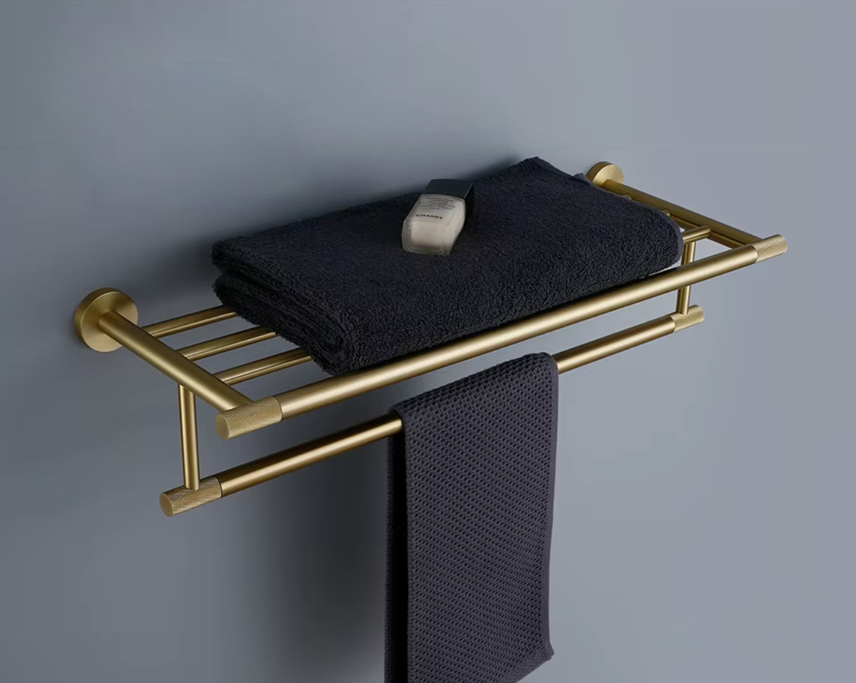 Porte Serviettes Or Brossé Strié - Feliox