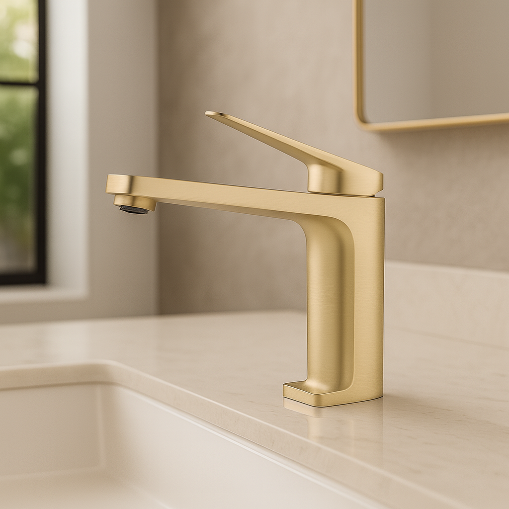 Mitigeur Lavabo Doré Brossé Design - Feliox