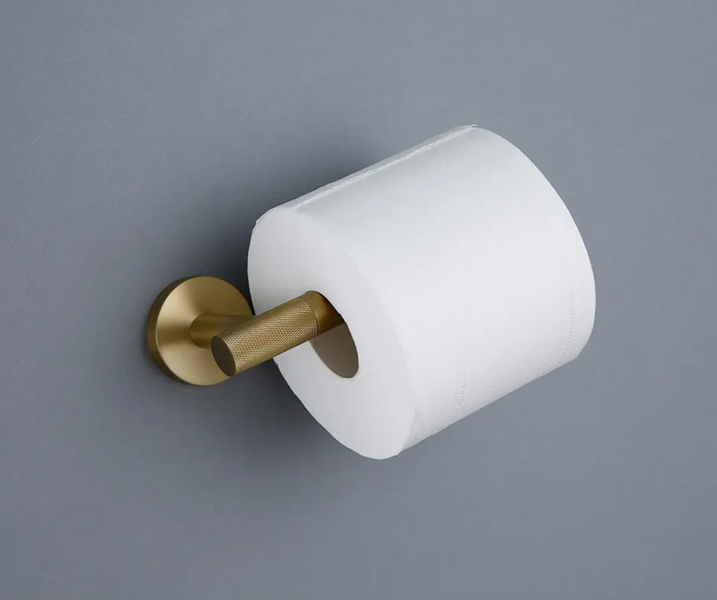Porte Serviettes Et Porte Papier WC Or Brossé Strié - Feliox