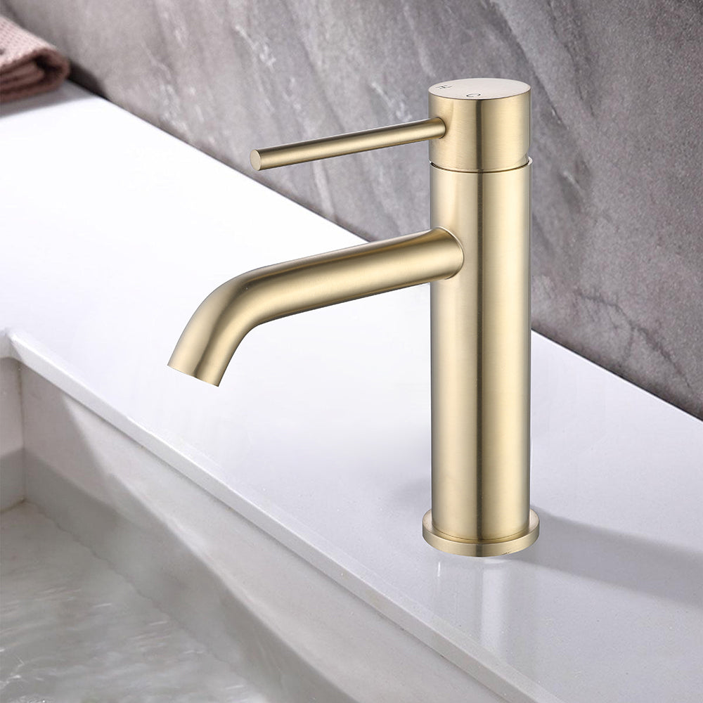 Mitigeur Lavabo Thermostatique Piccola Or Brossé - Feliox