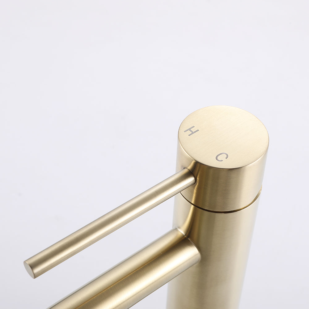 Mitigeur Lavabo Thermostatique Piccola Or Brossé - Feliox