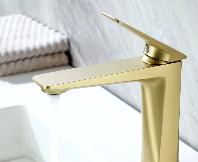 Mitigeur Lavabo Doré Brossé Design - Feliox